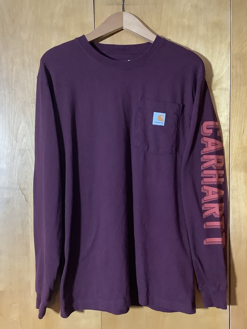 Carhartt maroon loose fit long sleeved tee, size small